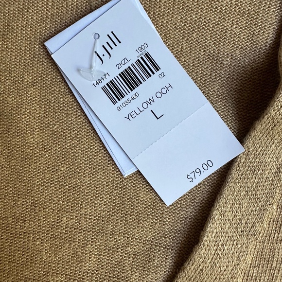 NWT J.Jill Mustard Yellow Gold Linen Blend Cardigan - Picture 4 of 7